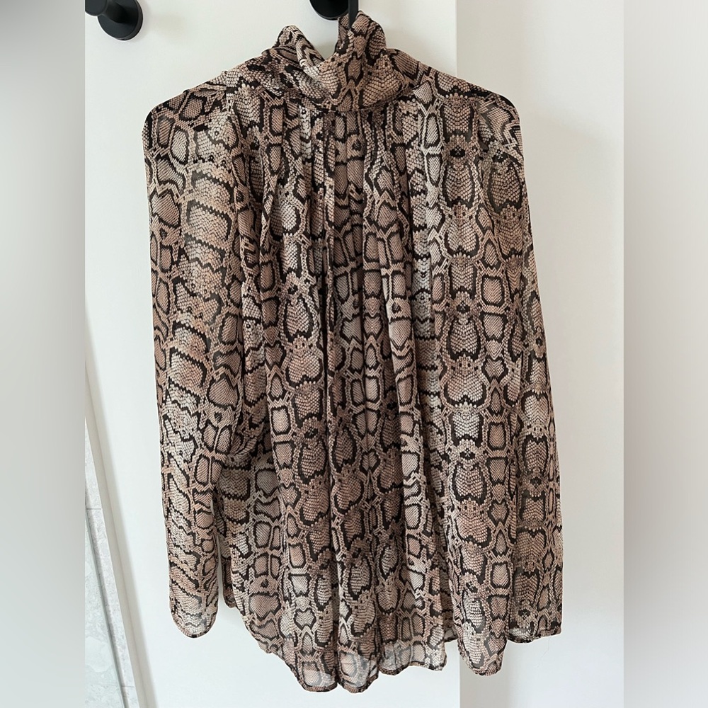Smythe snakeskin print mock neck blouse